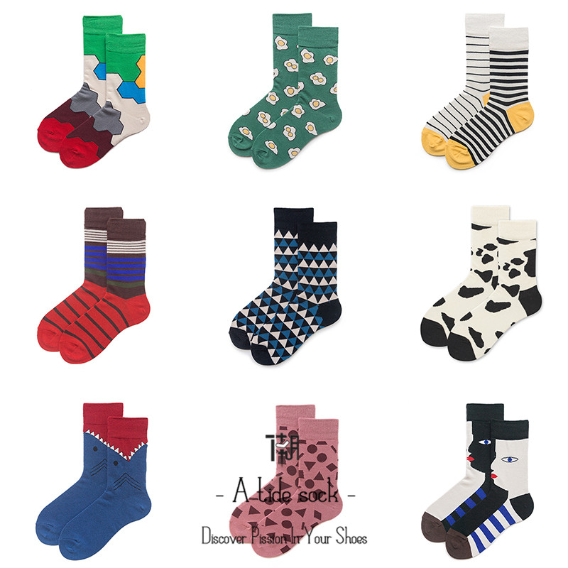 A tide sock袜子街头潮流中筒袜男日系韩版长袜女滑板袜ins风情侣