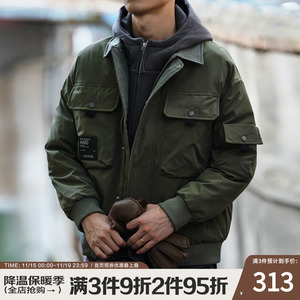 美式工装白鸭绒工装羽绒服男冬季潮牌加厚保暖外套男士大码羽绒衣