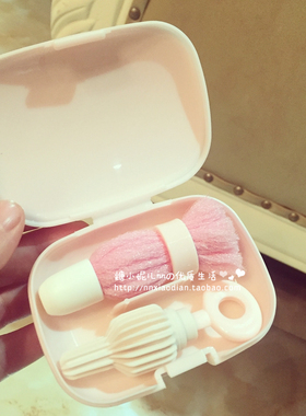 日本Sanko婴儿宝宝便携式奶瓶刷奶嘴刷收纳盒旅行套装 日本制
