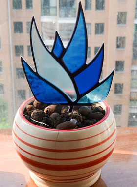 太阳捕手Stained Glass龙舌兰防水亚克力盆栽植物摆件UV美化装饰