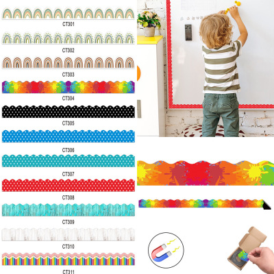 黑白板磁性周围贴Board Borders周围贴遮丑美化装饰磁吸贴条防水