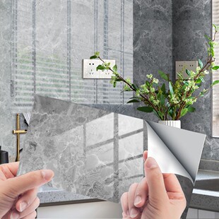 灰色仿大理石纹瓷砖贴地板楼梯墙面浴室厨房防水美化装饰画墙贴纸