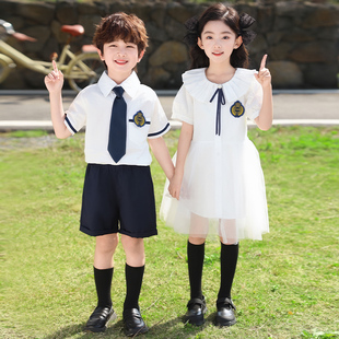 中小学生校服夏季 小学生班服英伦风套装 六一演出服幼儿园园服毕业