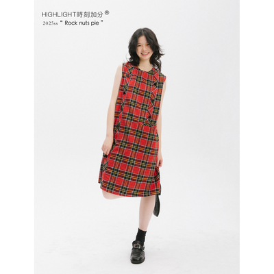 格纹无袖背心裙女短款