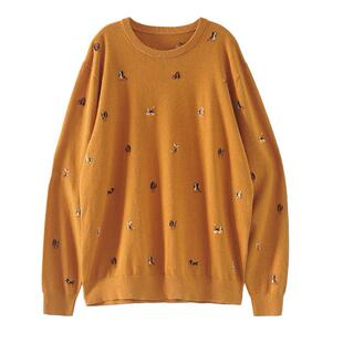 B6和前秀冬款内搭单穿羊绒棉针织衫毛衣圆领套头休闲男装满身图案