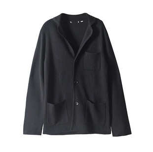 和前秀商务百搭美利奴羊毛针织外套实用纽扣开衫长袖翻领毛衣男B6