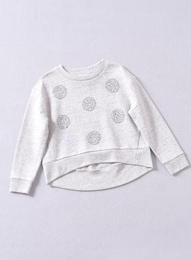 B1小众WITCHERY全棉卫衣钉珠 前短后长 单穿内搭圆领长袖套头童装