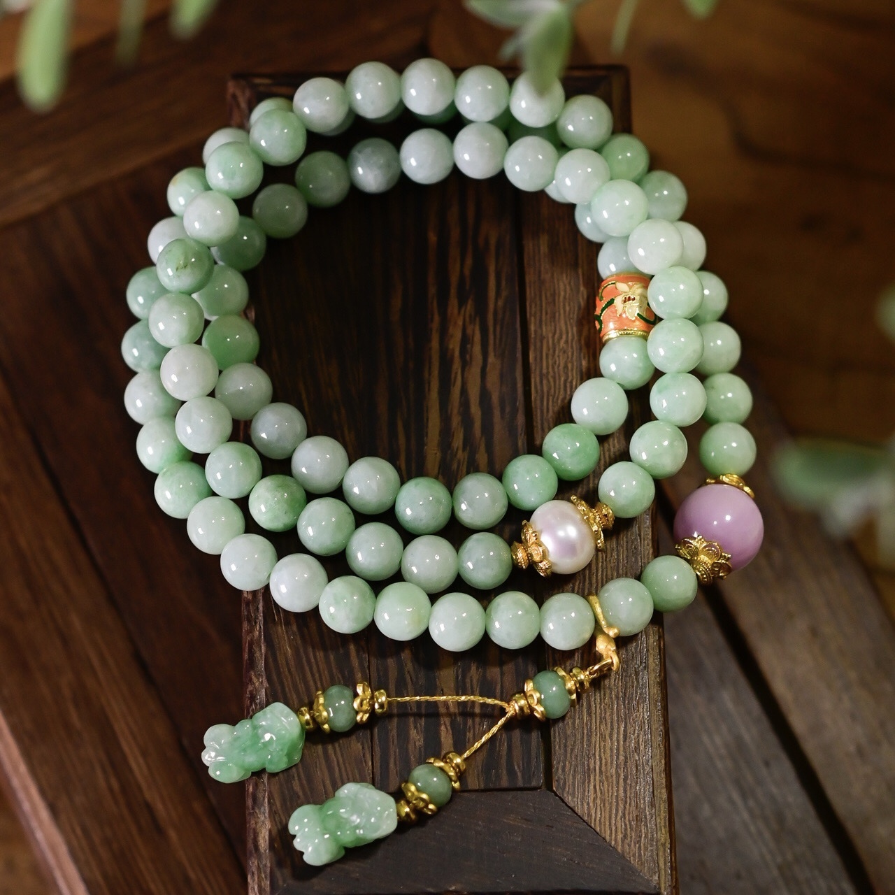 天然A货翡翠三圈手链女生日礼物