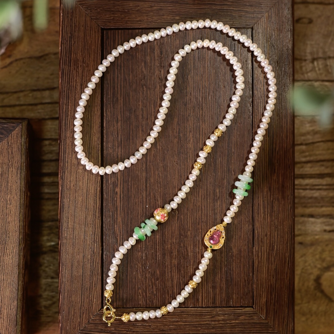 天然强光淡水珍珠项链万能链银饰