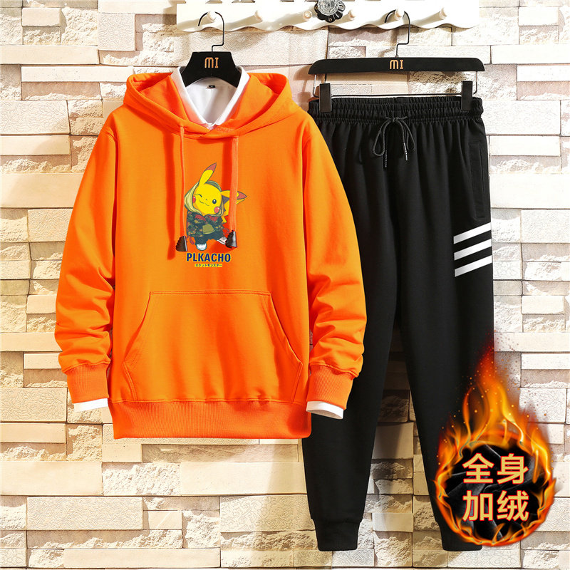 纯棉2020男套装冬加绒加厚青少年连帽卫衣A163-MJ7756-P95图片