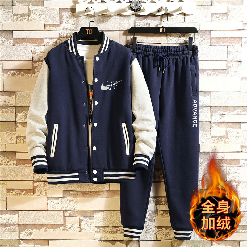2020男加厚加绒冬韩版青少年棒球服套装A163-QQ8685-P95图片