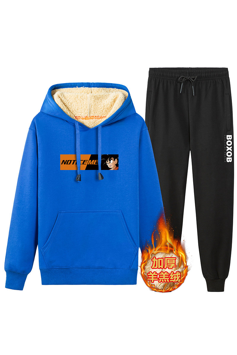 2020冬季羊羔绒卫衣男休闲加绒保暖衣服两件套装A163-YG1101-P95,男装卫衣,星座211-1