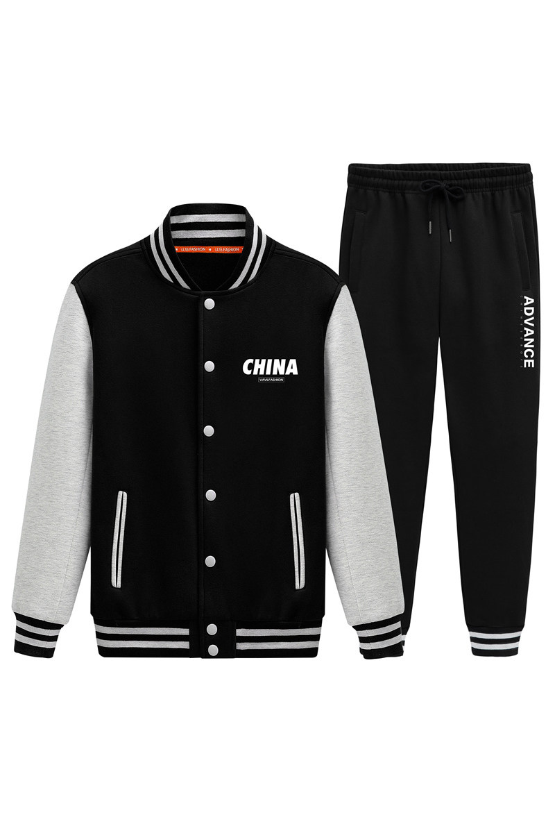 2021加绒加厚棒球服卫衣套装男休闲情侣运动套装A163-QQ8602-P95,男装卫衣,星座211-1