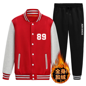 韩版帅气冬季棒球服青少年班服大码卫衣外套A163-QQ8674-P95图片