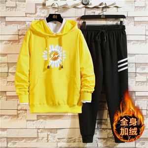 冬加绒卫衣休闲纯棉保暖外套加厚两件套装A163-MJ7738-P95图片