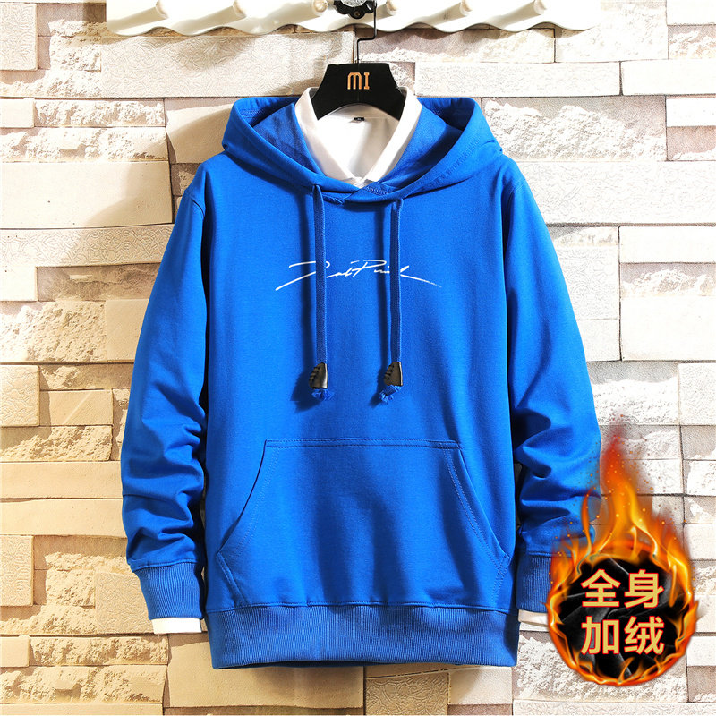 冬加绒加厚卫衣男韩版连帽套头帽衫纯棉运动A163-J7810-P55图片