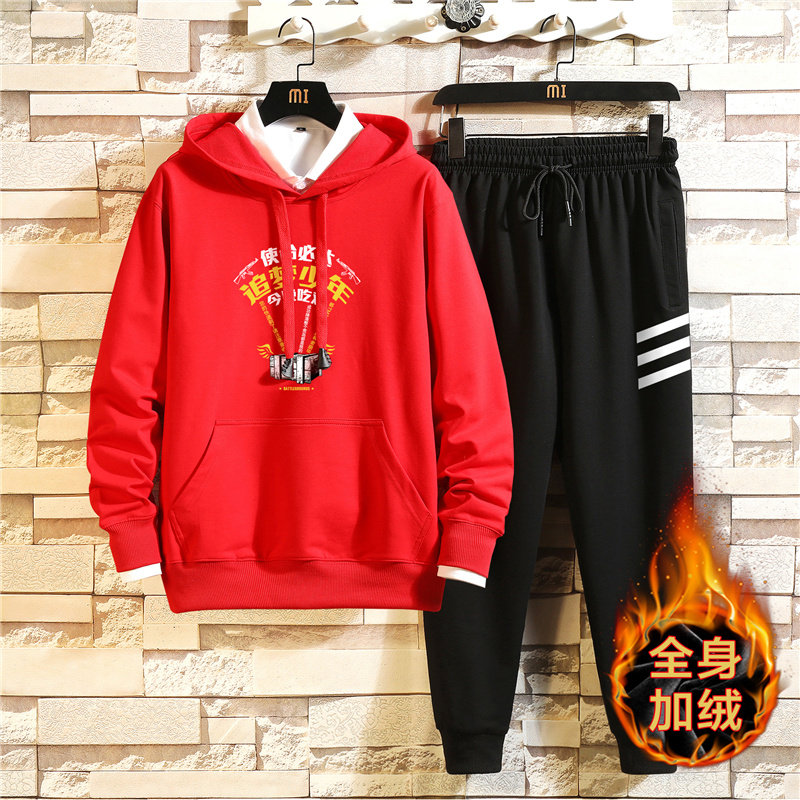 冬季纯棉加绒加厚保暖外套男孩运动服休闲套装A163-MJ7717-P95图片