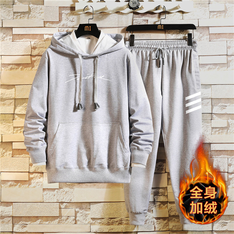 2020纯棉男套装冬加绒加厚青少年连帽卫衣韩版A163-MJ7710-P95,男装卫衣,星座211-1