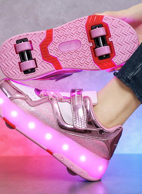 Children's sports shoes wheels fashion sneakers flash light