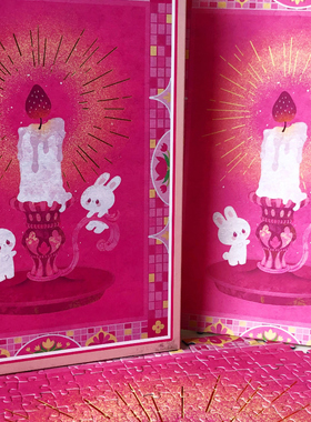 Kessing烛光兔子500片拼图粉丝治愈系可爱风