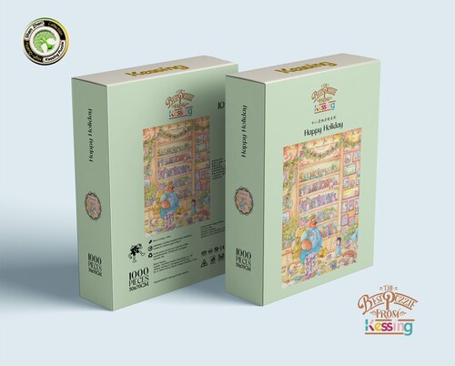 快乐假期仁人爱物老师作品1000片拼图压纹蓝卡