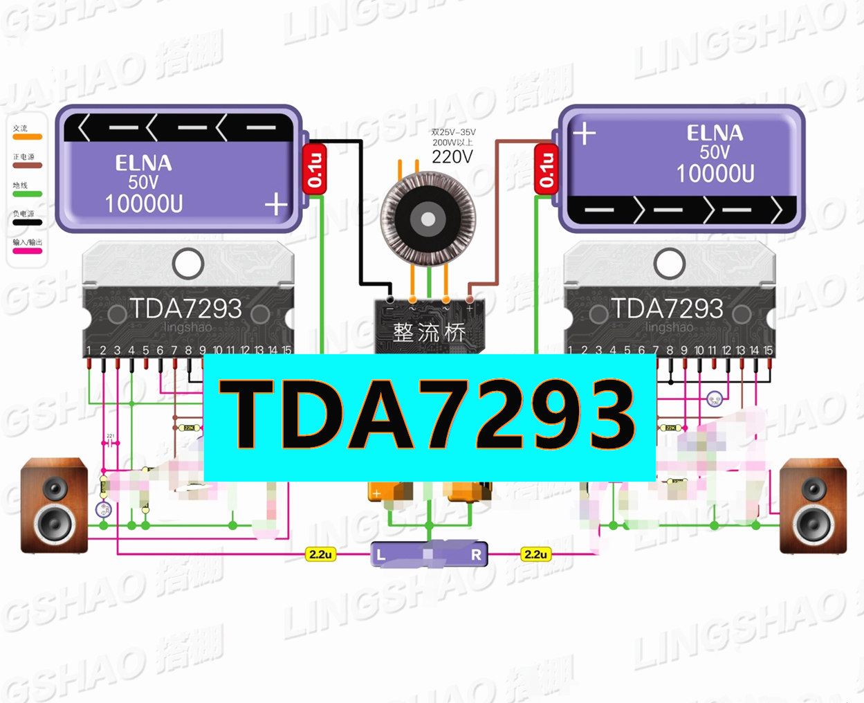 TDA7293手工搭棚HIFI功放音响100W图纸音响电路图线路图电子版