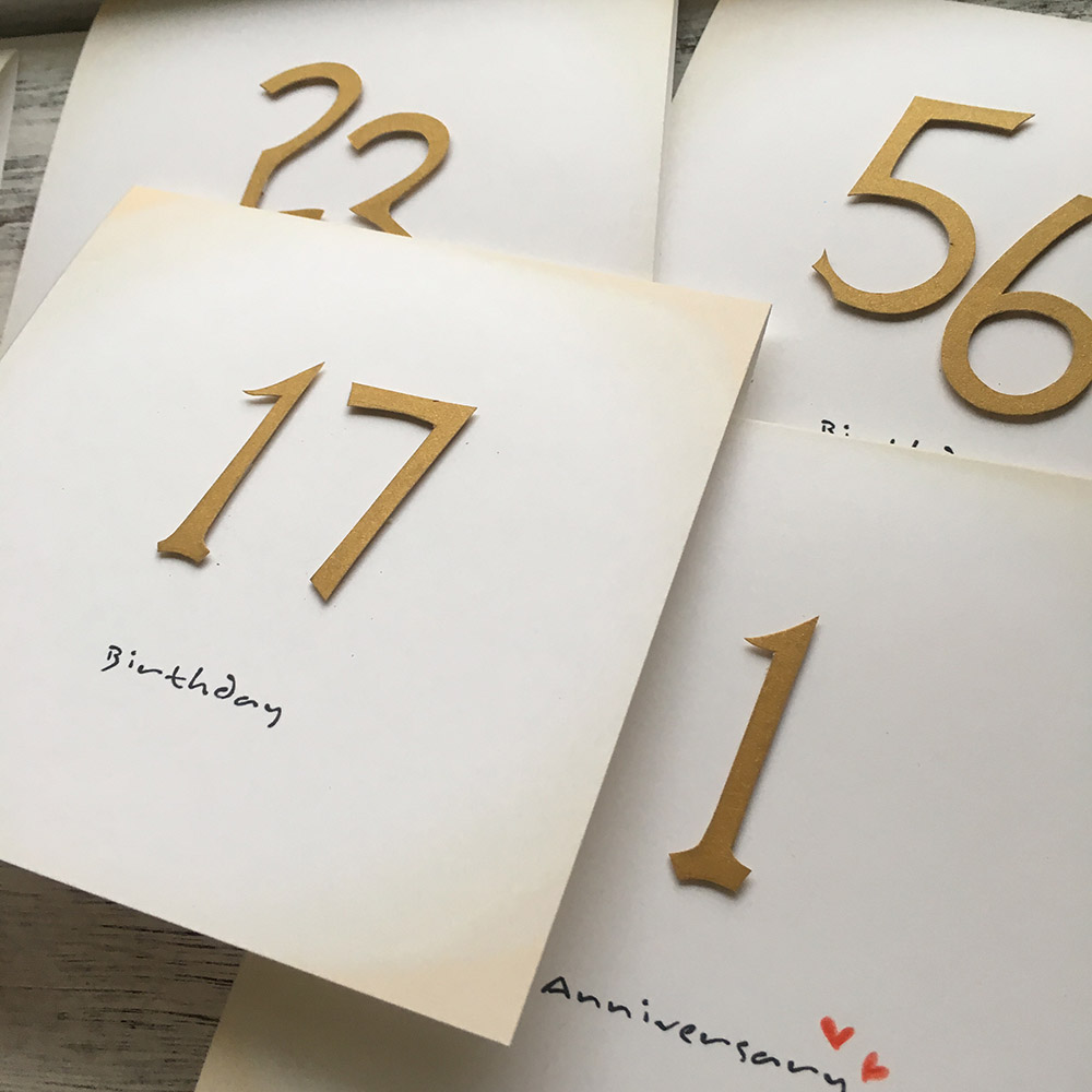 复古生日纪念日数字定制卡(生日爱情纪念日手工贺卡贺卡定制sz2)