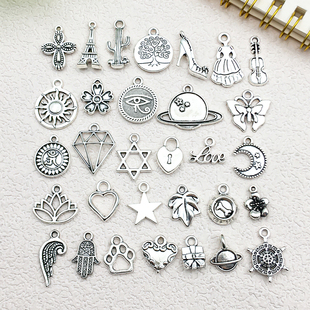 厂家直销 古银藏银配件手链配件diy配件六芒星铁塔蝴蝶合金套装
