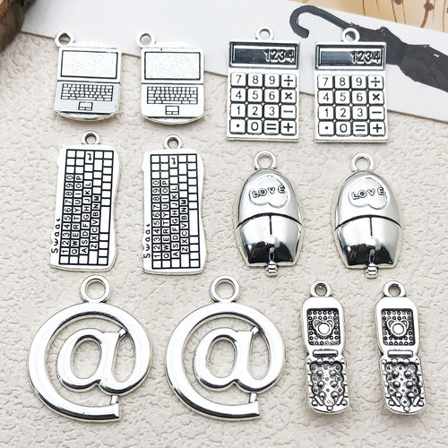 古银仿真计算器电脑键盘学习用品挂件DIY手链项链钥匙扣饰品配件
