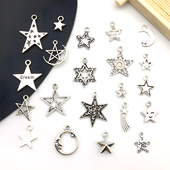 复古合金饰品配件星星镂空五角星流星月亮diy项链耳环吊坠挂件
