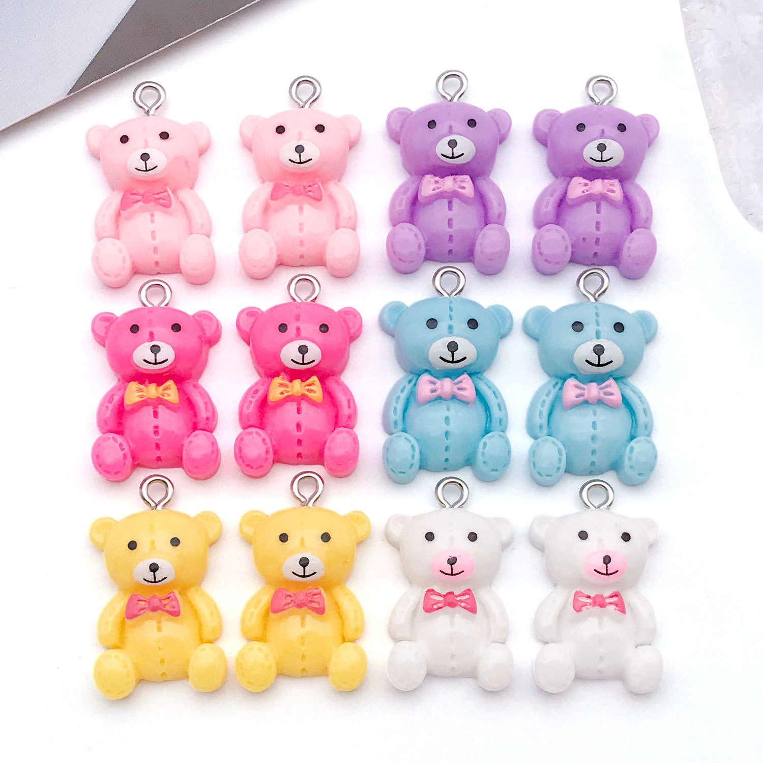 diy树脂饰品配件蝴蝶结小熊奶油胶项链手链耳饰钥匙扣吊坠小挂件