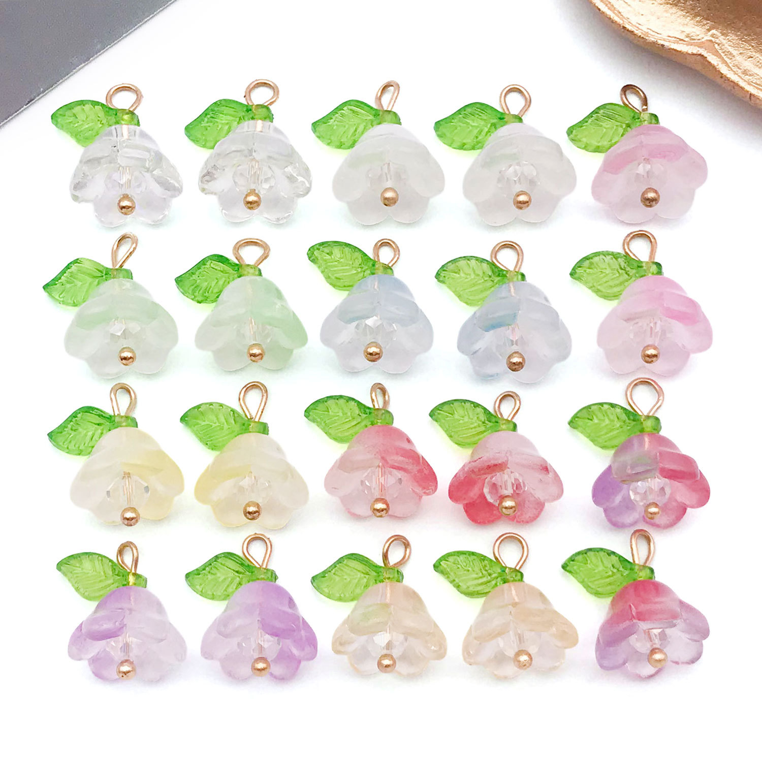 琉璃玲兰花散珠花朵吊坠挂件手工diy手链项链耳环钥匙扣饰品配件图片
