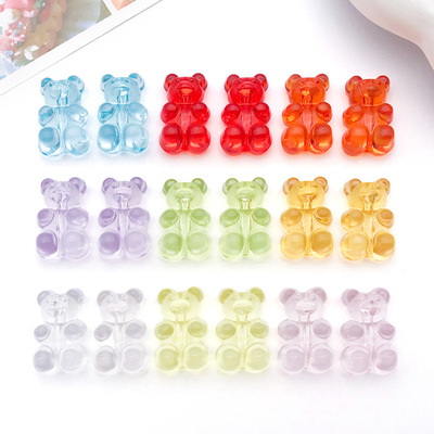 亚克力12*19mm竖孔透明小熊diy手链项链耳环钥匙挂件吊坠饰品配件