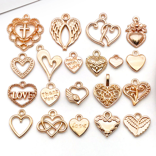 混20个KC金镂空爱心字母LOVE小吊坠 DIY手链项链饰品挂件吊坠配件