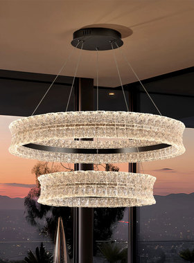 天鹅湖意式极简客厅吊灯现代简约圆环形别墅高级感餐桌大平层吊灯