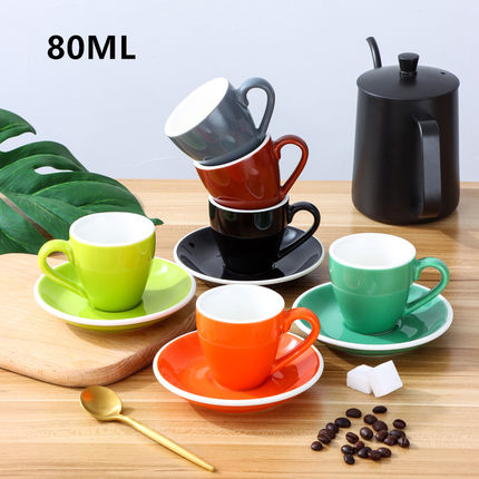 特浓espresso意式浓缩咖啡杯碟套装小号精致迷你杯子下午茶杯80ML