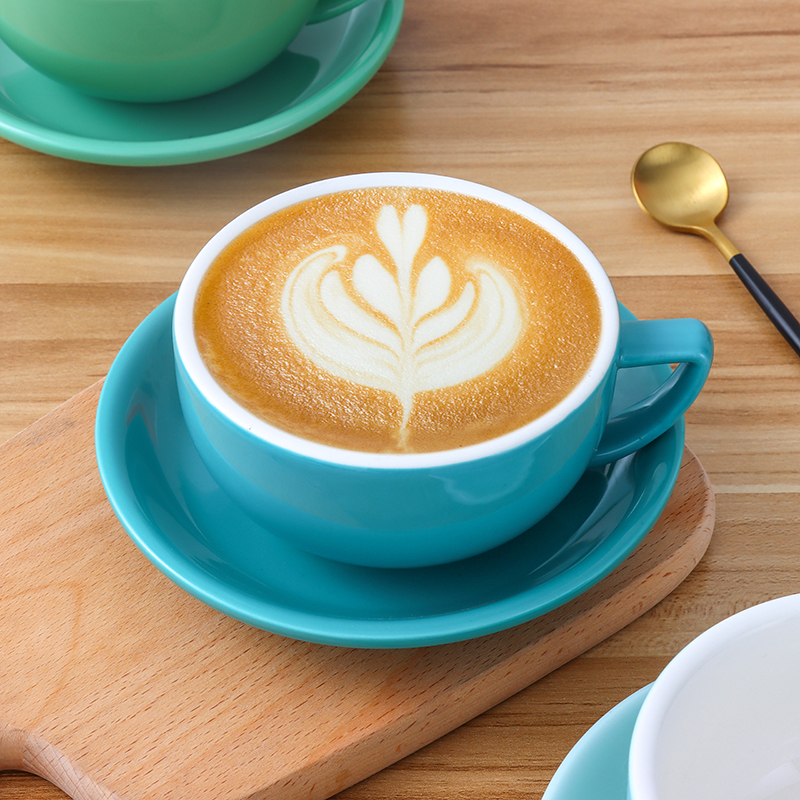 压纹咖啡杯陶瓷拿铁拉花杯大口杯