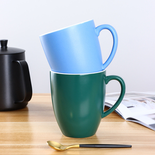创意杯子陶瓷哑光色马克杯喝水杯情侣杯咖啡杯牛奶杯大容量400ML