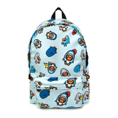 BABY MILO经典 浅蓝色卡通猿人小猴印花双肩包潮牌背包中学生书包