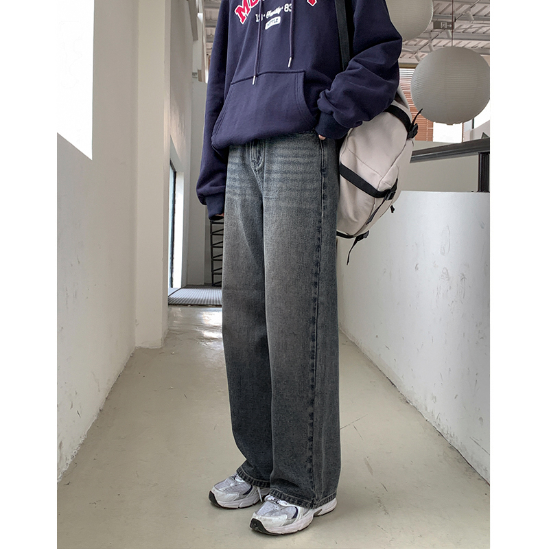 忠犬小八梨形自制美式复古高街直筒宽松慵懒牛仔长裤女2023新款