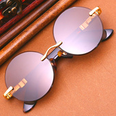 纯天然水晶眼镜水晶石镜老人圆形眼睛养目石头镜茶色水晶太阳镜