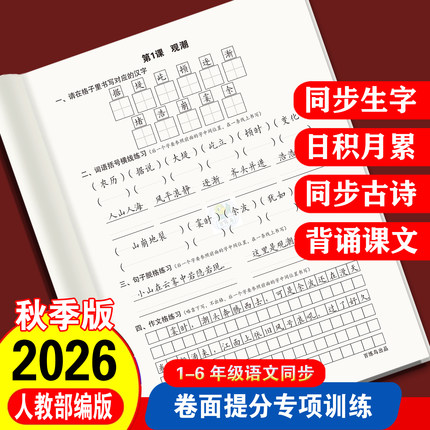 小学语文考试卷面训练习快书写练字帖三四五六年级上下作文格硬笔