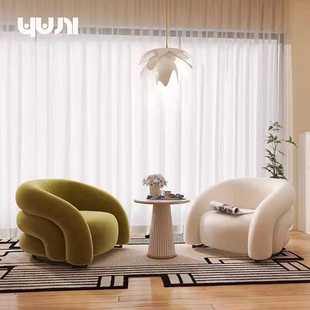 轻奢沙发椅单人休闲小户型客厅卧室美容院休息区酒店洽谈接待桌椅