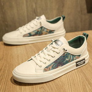 小白男鞋2026新款夏季透气休闲平板鞋男士皮鞋百搭无鞋带运动潮鞋