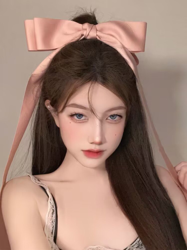 Jennie同款超长蝴蝶结可爱发夹少女芭蕾风丝带个性头饰飘带发饰潮_虎窝淘