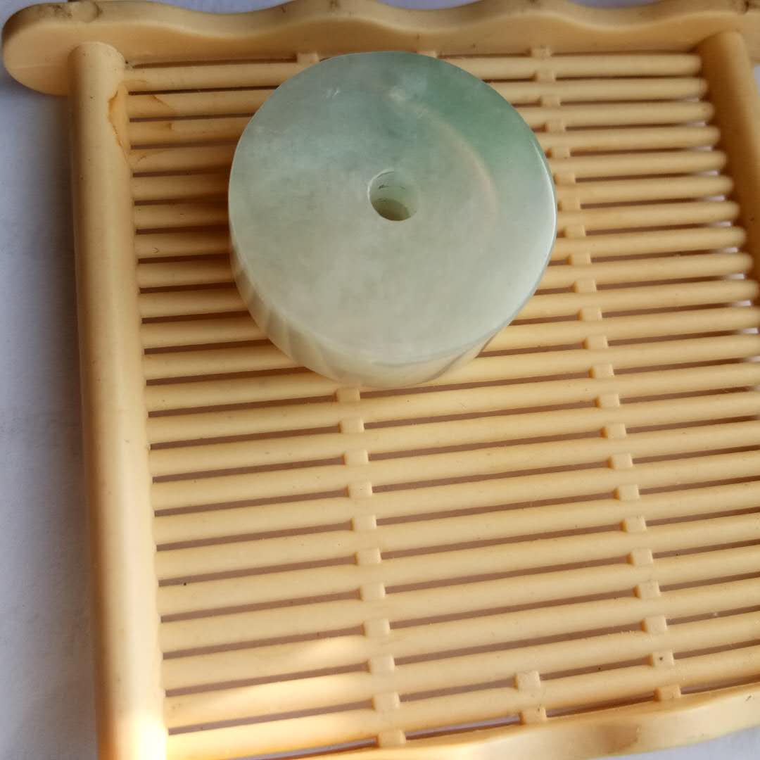 天然缅甸正品A货翡翠冰种飘绿玉璧怀古平安扣玉佩玉石吊坠挂件9