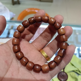 一物一拍 天然泰山老桃木直切老型珠桶珠手串桃木老型手串10*9 mm