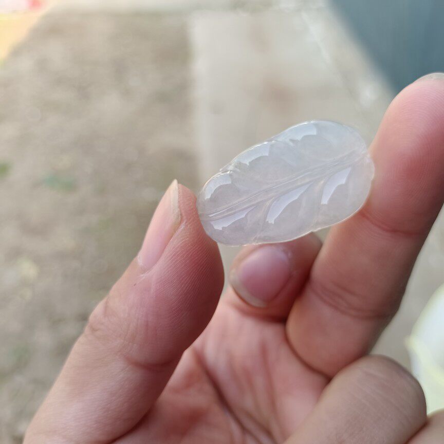 天然缅甸翡翠A货老坑冰种翡翠叶子大业有成吊坠生日礼物坤圣珠宝