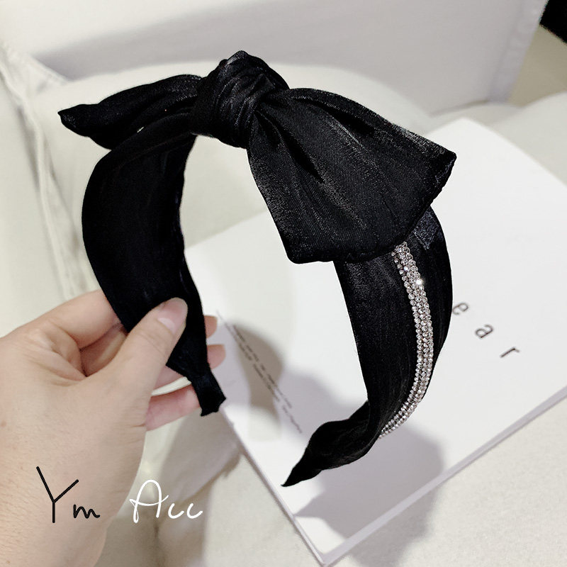 甜美镶钻布艺蝴蝶结宽边超仙头饰