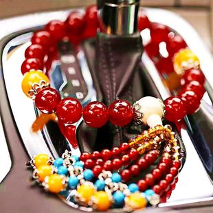 汽车档位珠后视镜佛珠挂件水晶档把挂件车挂转运珠摆件装饰品